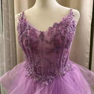 Prom Dress Lavender Beaded Tulle